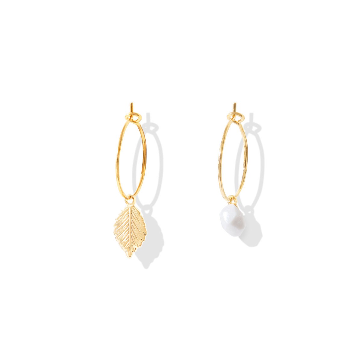 Créoles Sunset feuille en porcelaine et métal