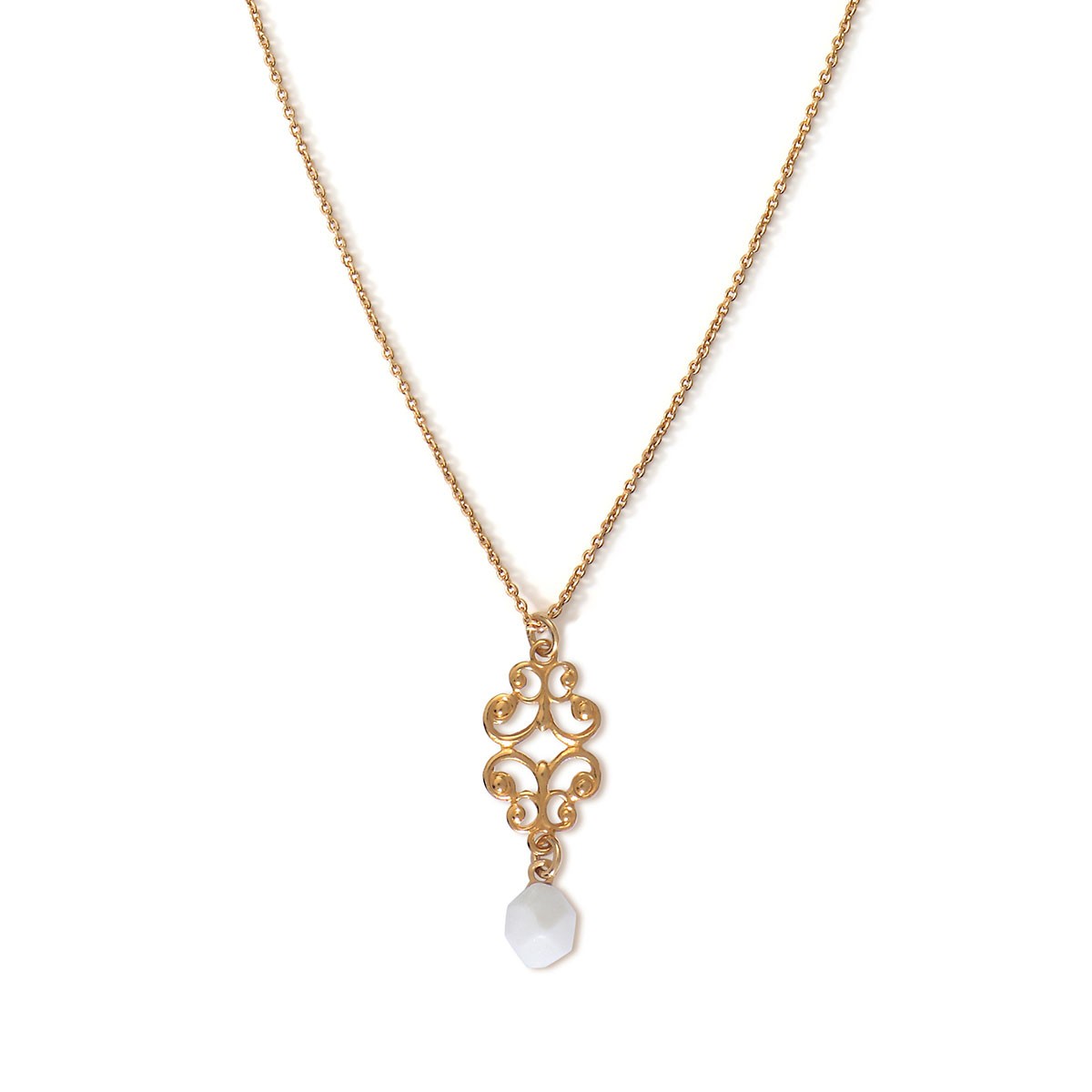 Pendentif collier Lili Sunset 2 en porcelaine et métal doré