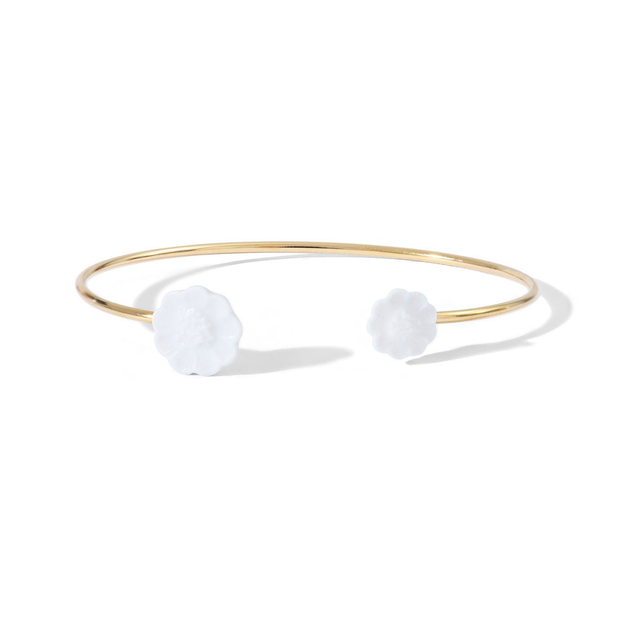 Bracelet double Jardin en porcelaine et métal doré