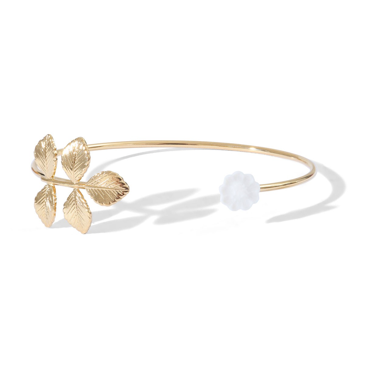 Bracelet Jardin feuille 1 en porcelaine et métal doré