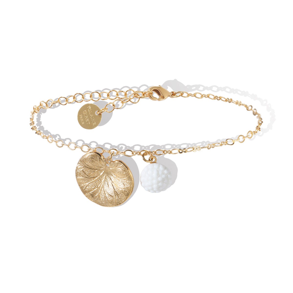Bracelet Nymphéas Grigri en porcelaine et métal doré
