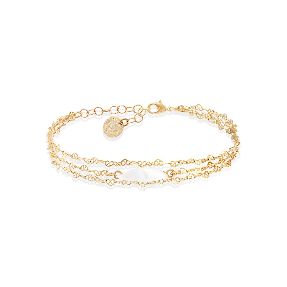 Bracelet Pétale trio de chaînettes en porcelaine et métal doré