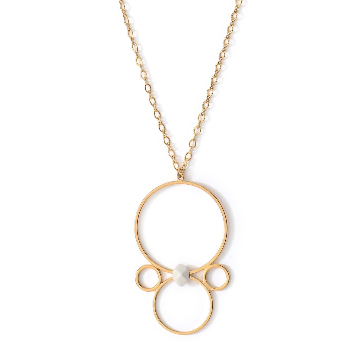 Pendentif collier Sunrise Totem en porcelaine et métal doré