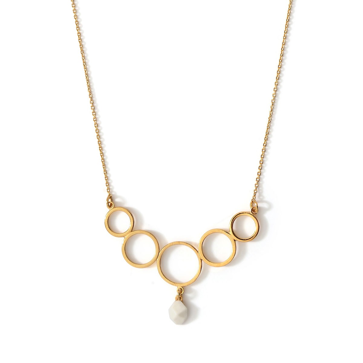 Pendentif collier Sunrise Arc en porcelaine et métal doré