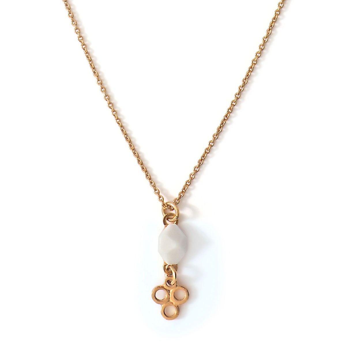 Pendentif collier Ashley #1 en porcelaine et métal doré