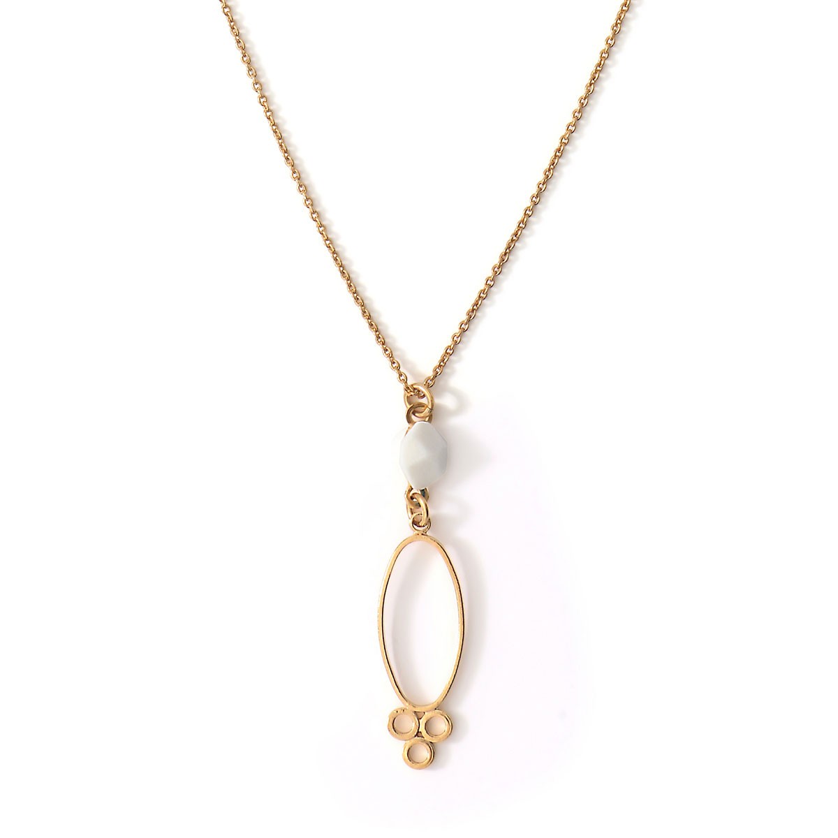 Pendentif collier Ashley #2 en porcelaine et métal doré à l'or fin