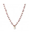 Pendentif collier Ashley perles violettes en porcelaine, métal doré et perles de verre