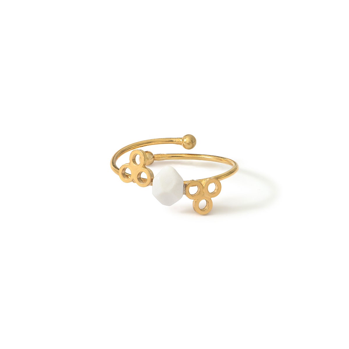 Bague Ashley #2 en porcelaine et métal doré à l'or fin