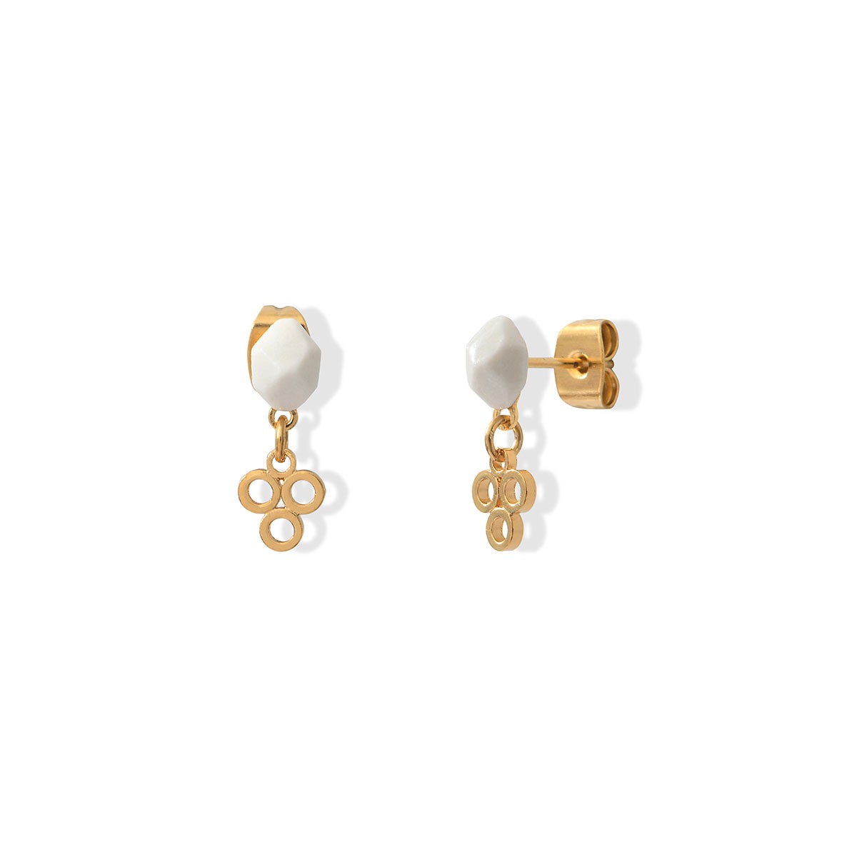 Boucles d'oreilles Ashley PM en porcelaine et métal doré à l'or fin