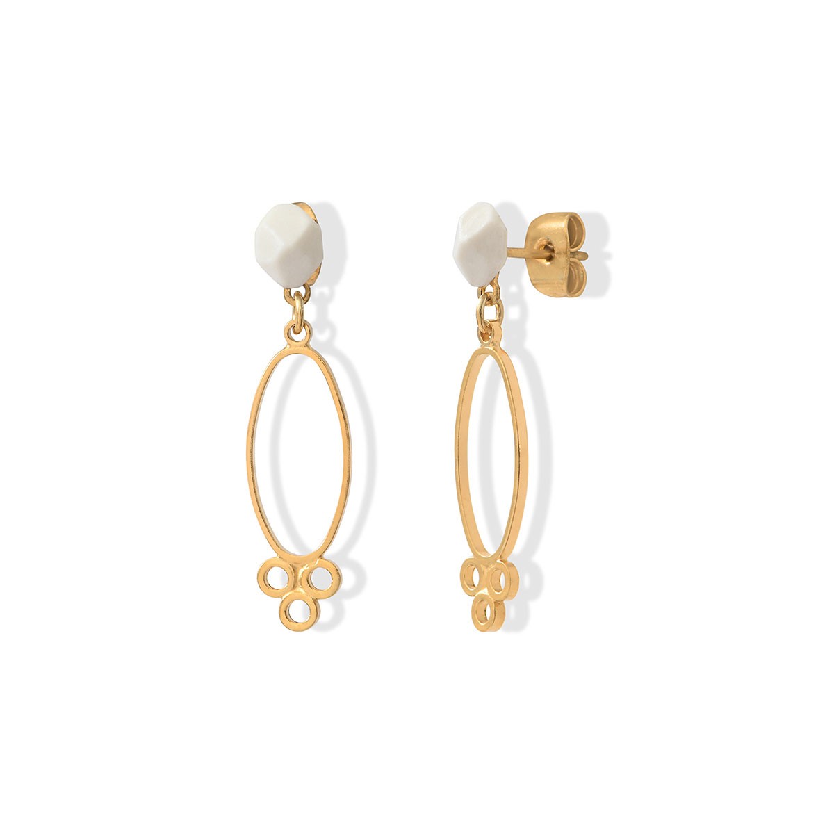 Boucles d'oreilles Ashley GM en porcelaine et métal doré à l'or fin