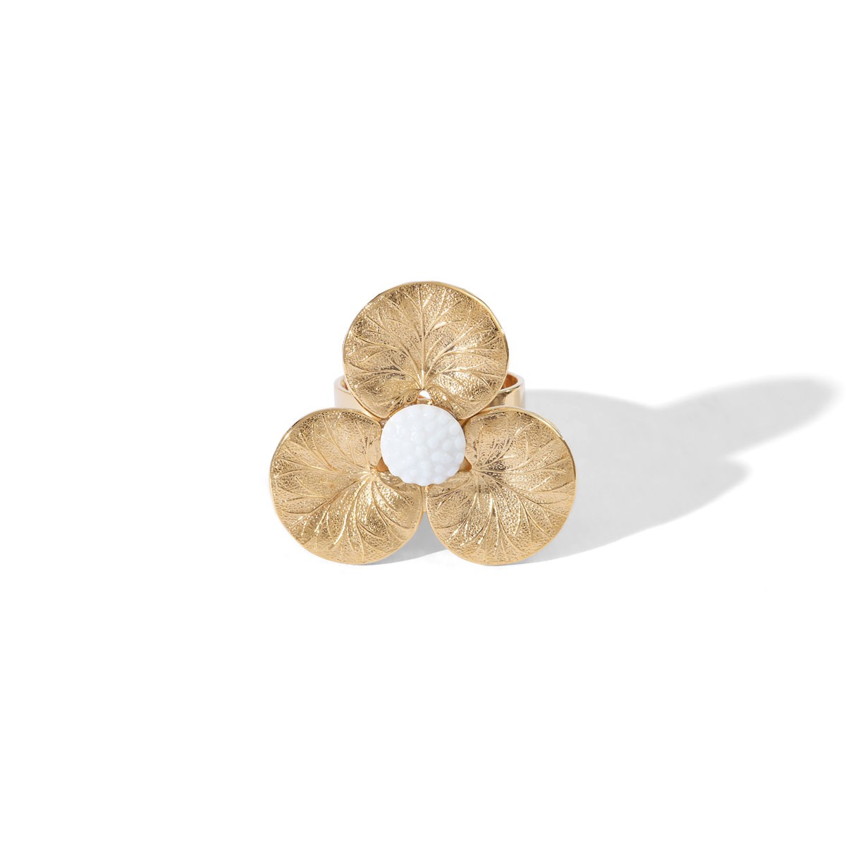 Bague Nymphéas #3 en porcelaine et métal doré