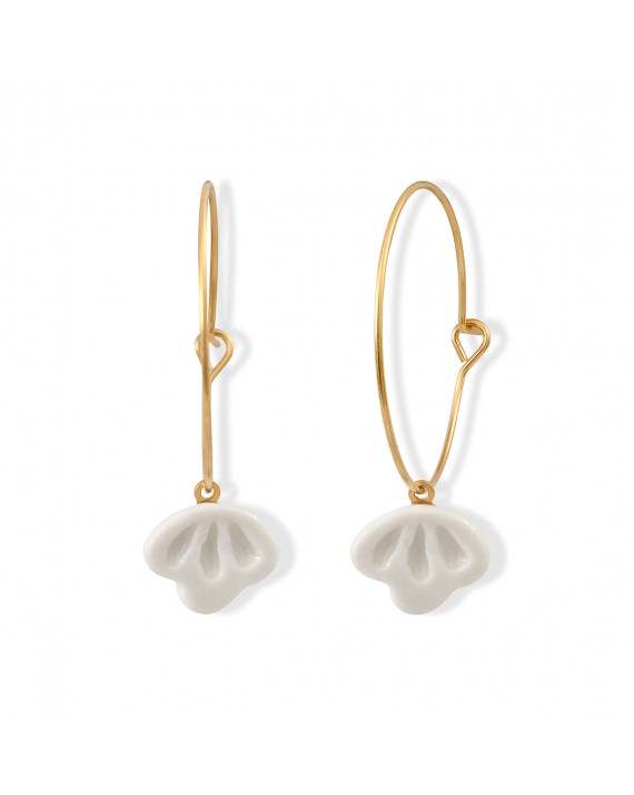 Créoles Coquillage en porcelaine émaillée faites main  à Paris