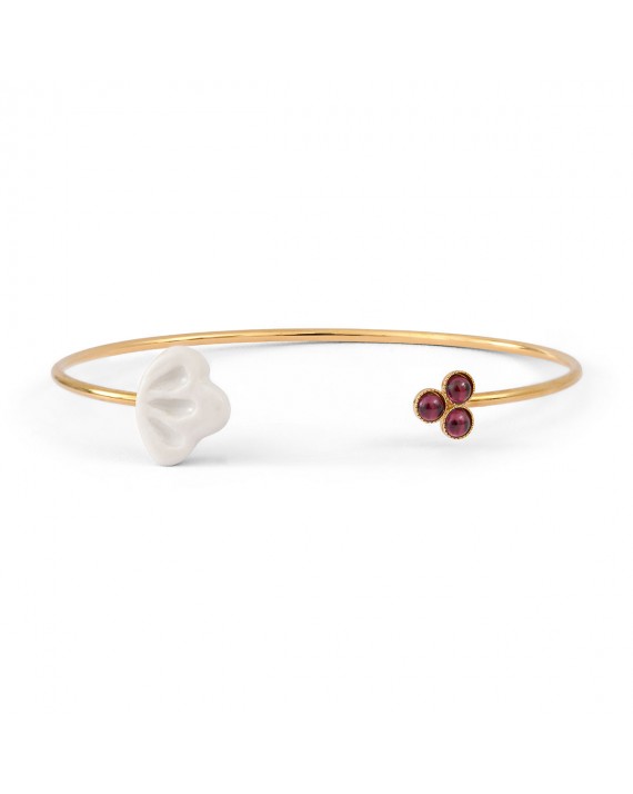 Bracelet Coquillage en porcelaine émaillée et perles de verre réalisé à Paris