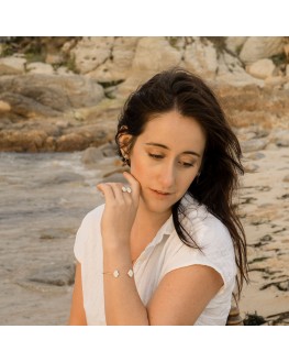 Bague duo Coquillage en porcelaine et métal doré