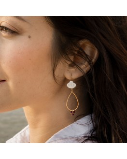 Boucles d'oreilles Coquillage #3 en porcelaine et perles de verre