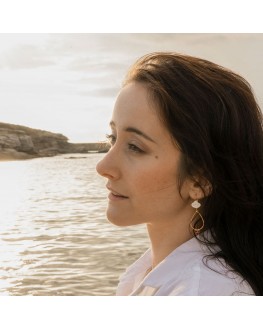 Boucles d'oreilles Coquillage #3 en porcelaine et perles de verre