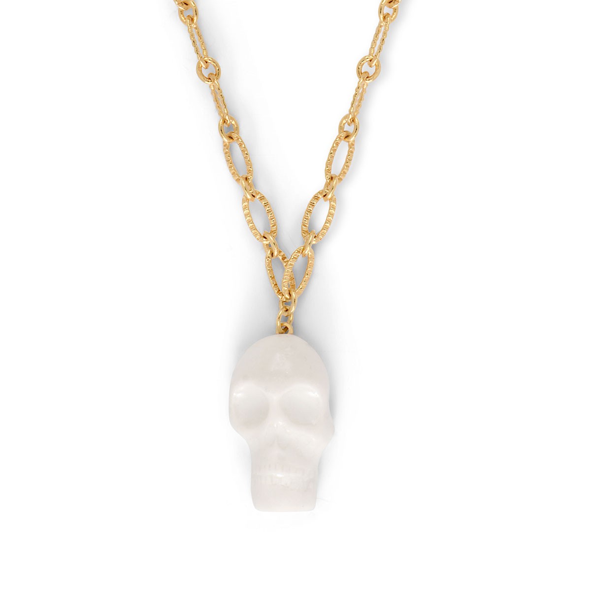 Pendentif Collier Tête de mort GM en porcelaine et métal doré à l'or fin
Collection Catacombes