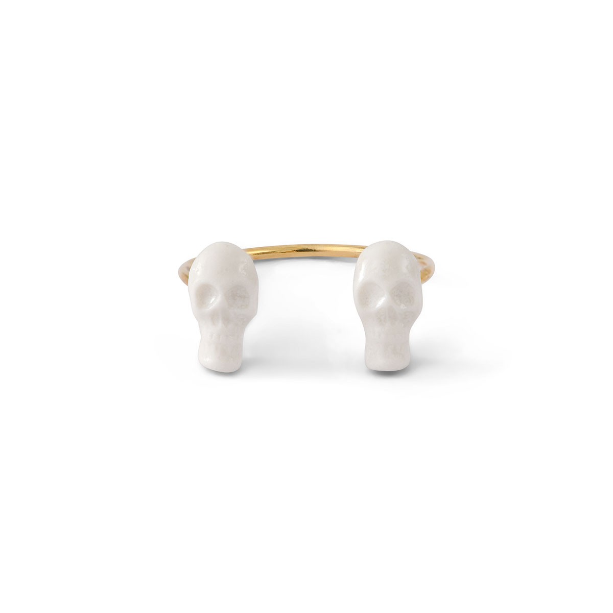 Bague Têtes de mort duo en porcelaine et métal doré
Inspiré des vanités - Skulls ring