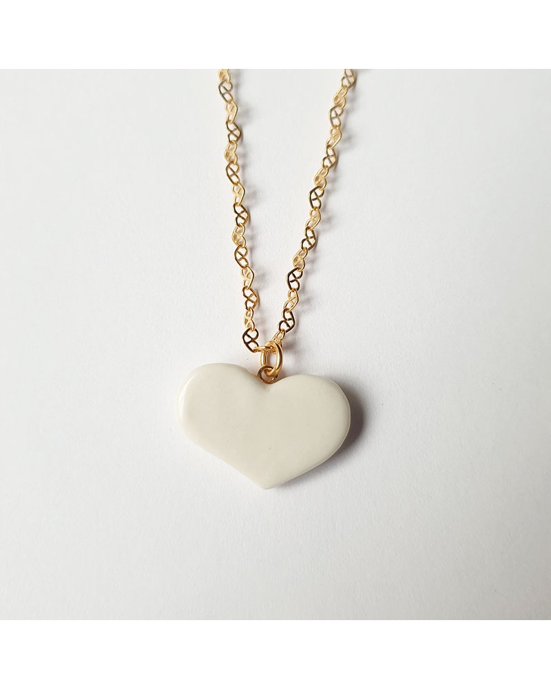 Pièce unique - Collier Coeur porcelaine