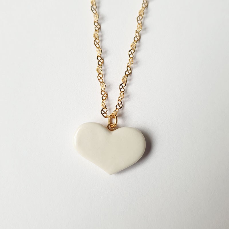 Pièce unique - Collier Coeur porcelaine