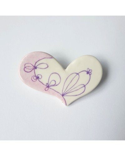 Pièce unique - Broche Coeur porcelaine