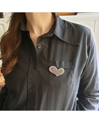 Pièce unique - Broche Coeur porcelaine