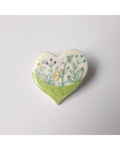 Pièce unique - Broche Coeur porcelaine
