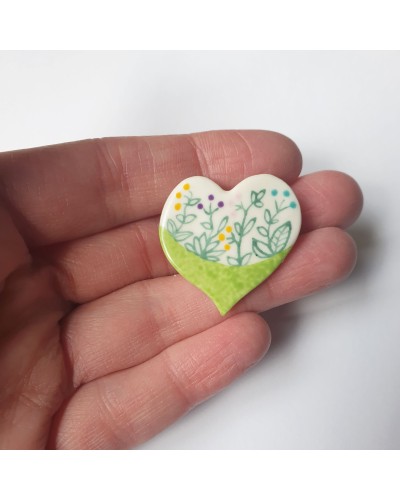 Pièce unique - Broche Coeur porcelaine
